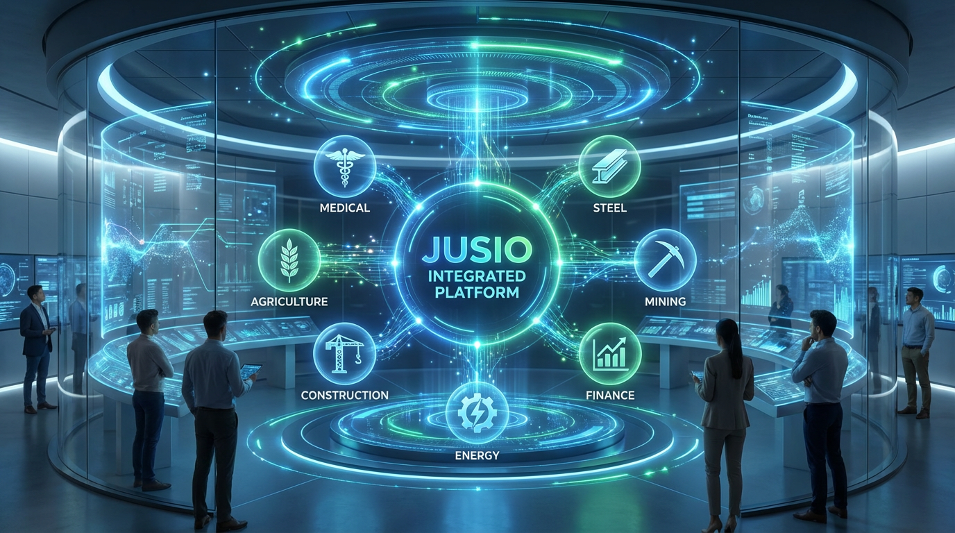 JUSIO 통합 플랫폼 - 7개 산업 분야 연결